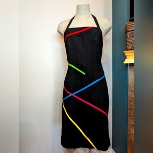 Linea Domani 80's vintage black & neon halter dress, Size 10.